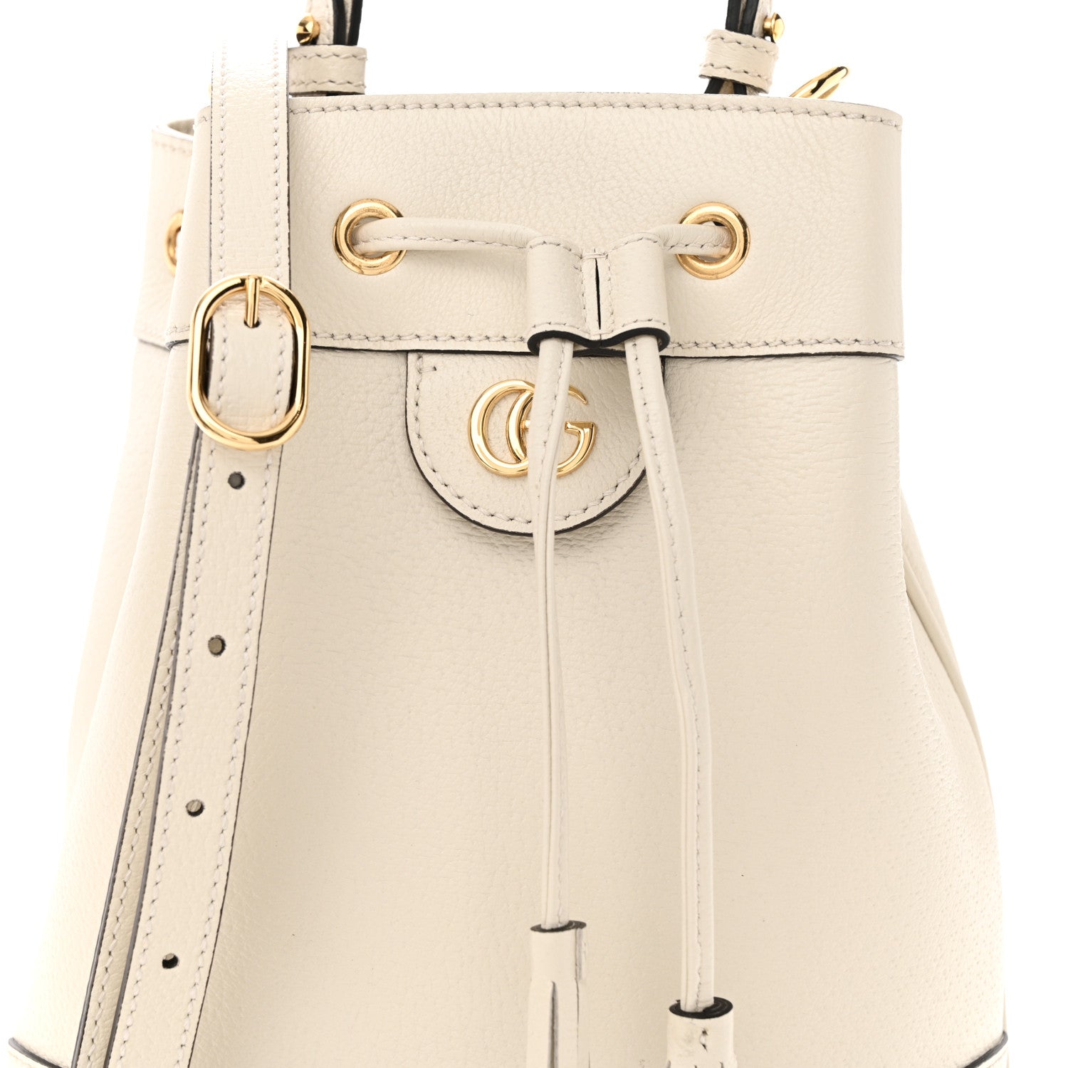 Gucci Glazed Textured Calfskin Web Small Ophidia Bucket Bag Mystic White 8 of 10