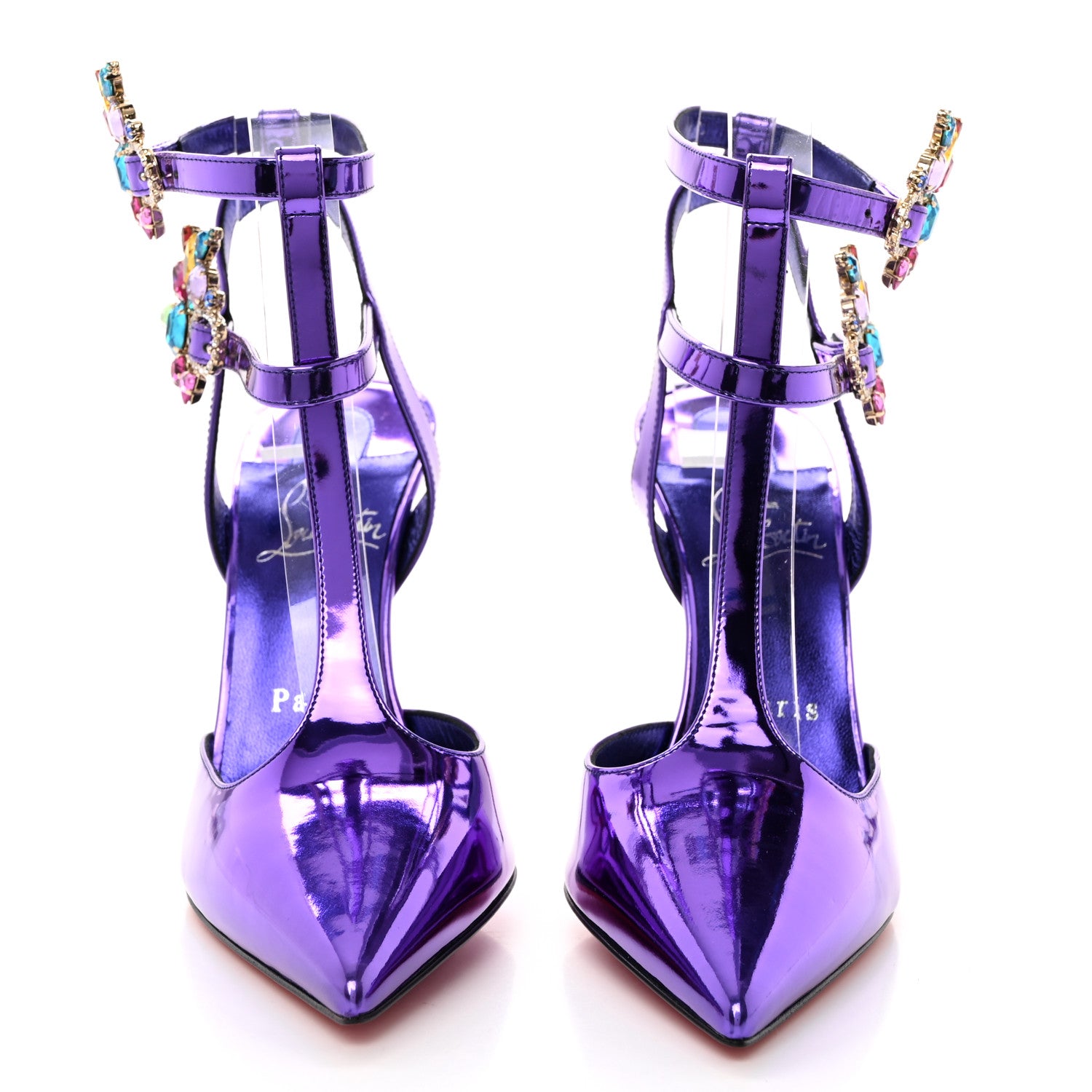 Christian Louboutin Specchio Lining Maravilla Joli 100 T-Strap Sandals 37 Elektra 2 of 10