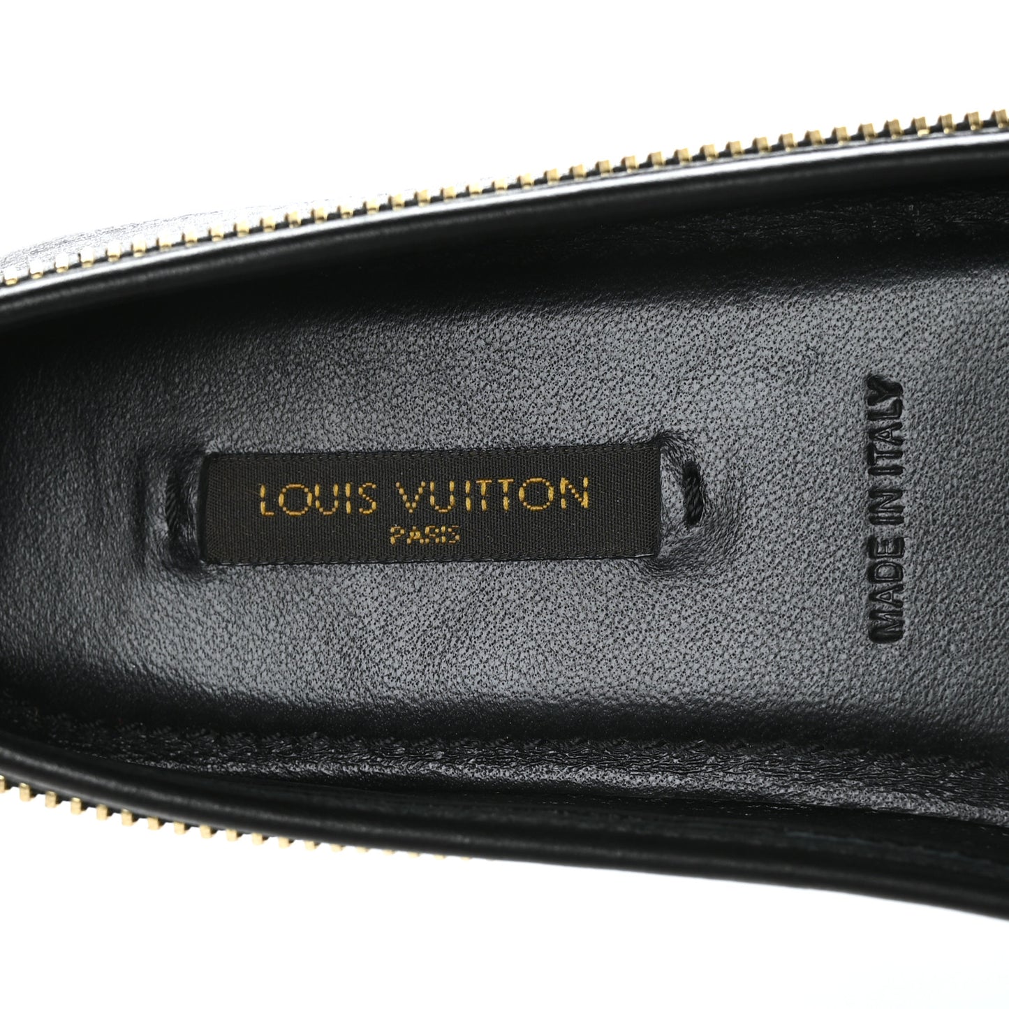 Calfskin Zip Oxford Ballerina Flats 36 Black