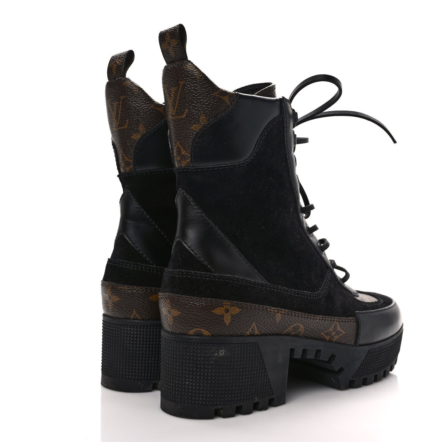 Louis Vuitton Suede Calfskin Monogram Laureate Platform Desert Boots 38 Black 4 of 10