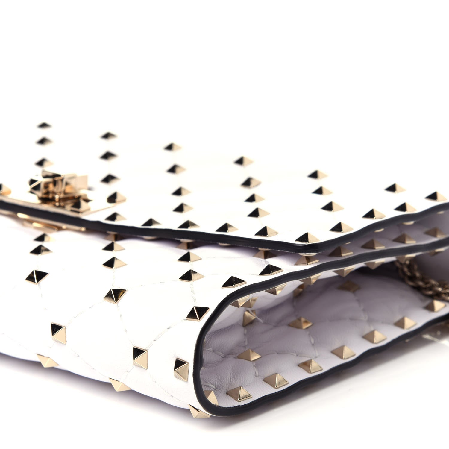 Valentino Garavani Lambskin Rockstud Spike Wallet on Chain White 8 of 11