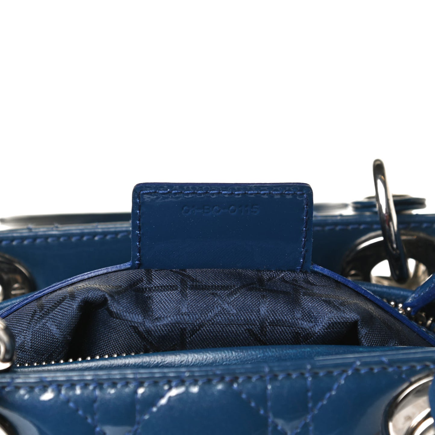 Patent Cannage Medium Lady Dior Blue