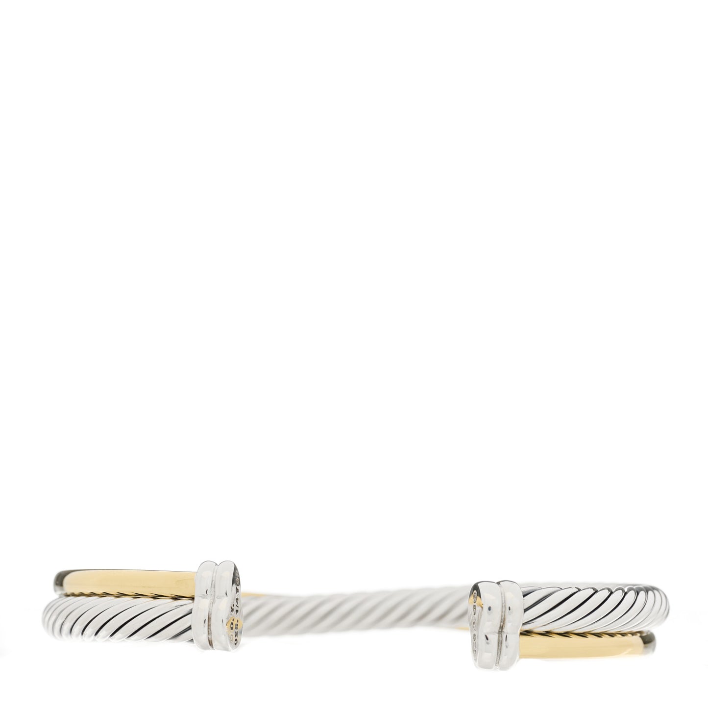 Sterling Silver 18K Yellow Gold 5mm Crossover Cuff Bracelet