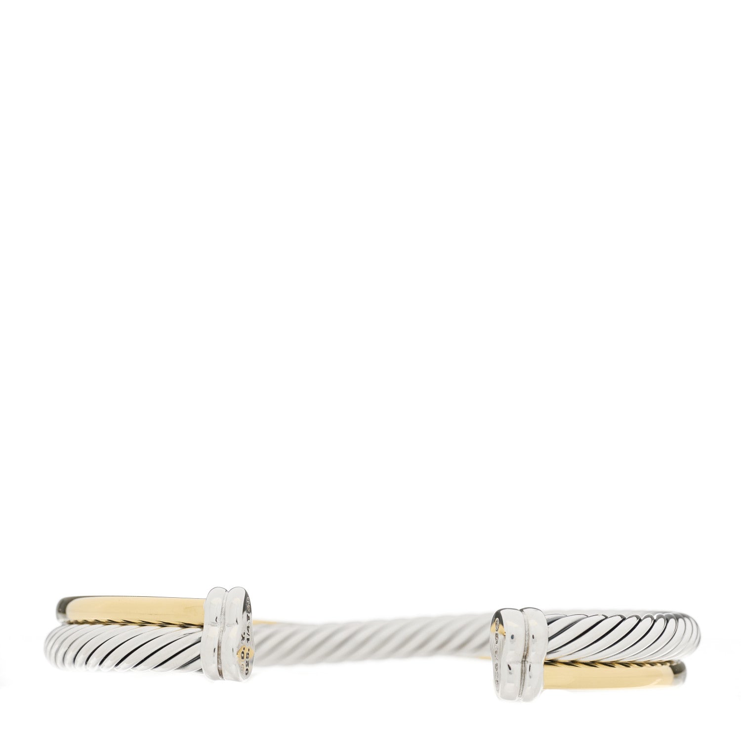 David Yurman Sterling Silver 18K Yellow Gold 5mm Crossover Cuff Bracelet 2 of 3