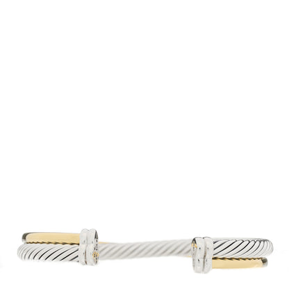 David Yurman Sterling Silver 18K Yellow Gold 5mm Crossover Cuff Bracelet 2 of 3