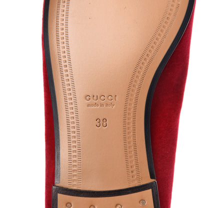 Gucci Velvet Horsebit Womens Jordaan Loafers 38 Hibiscus Red 6 of 9