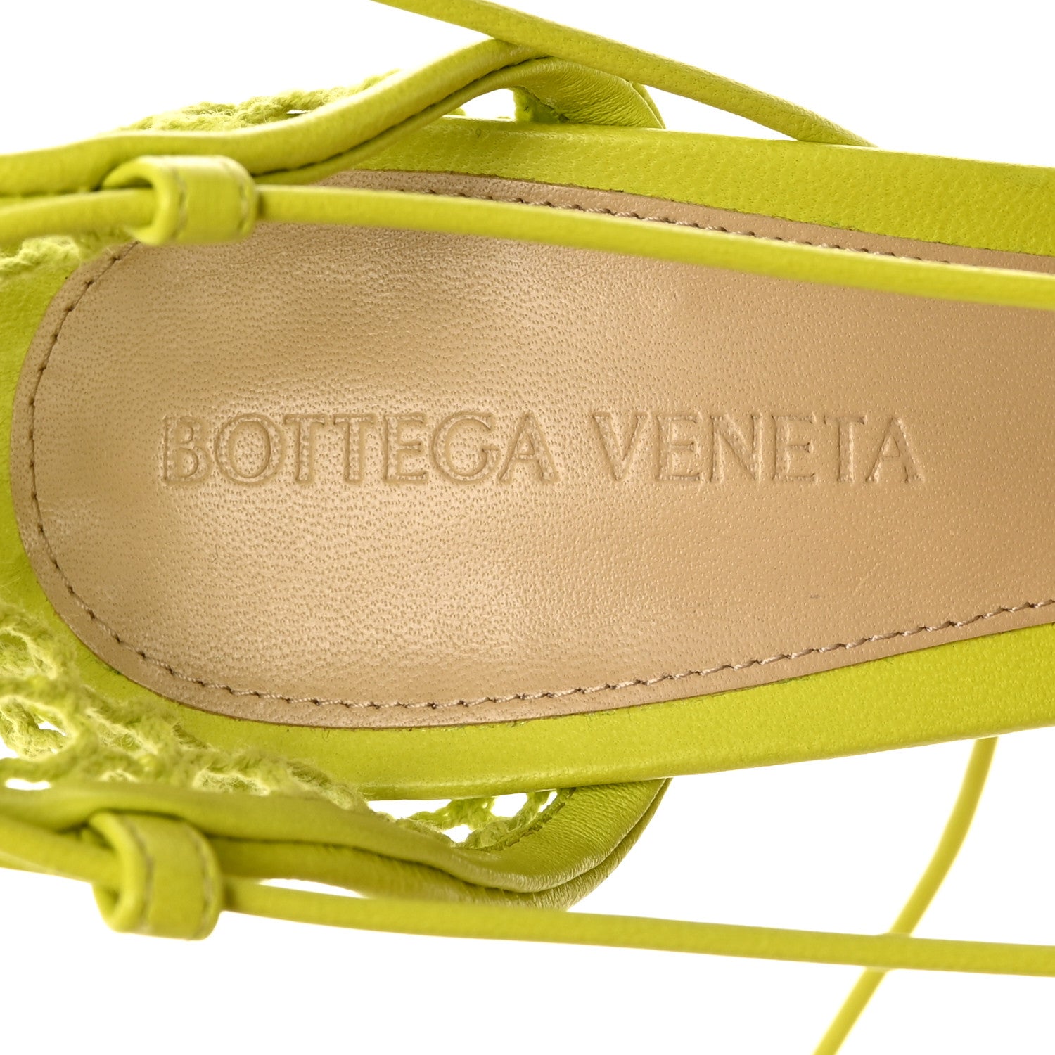 Bottega Veneta Mesh Nappa Stretch Ankle Tie Sandals 37 Kiwi 6 of 8