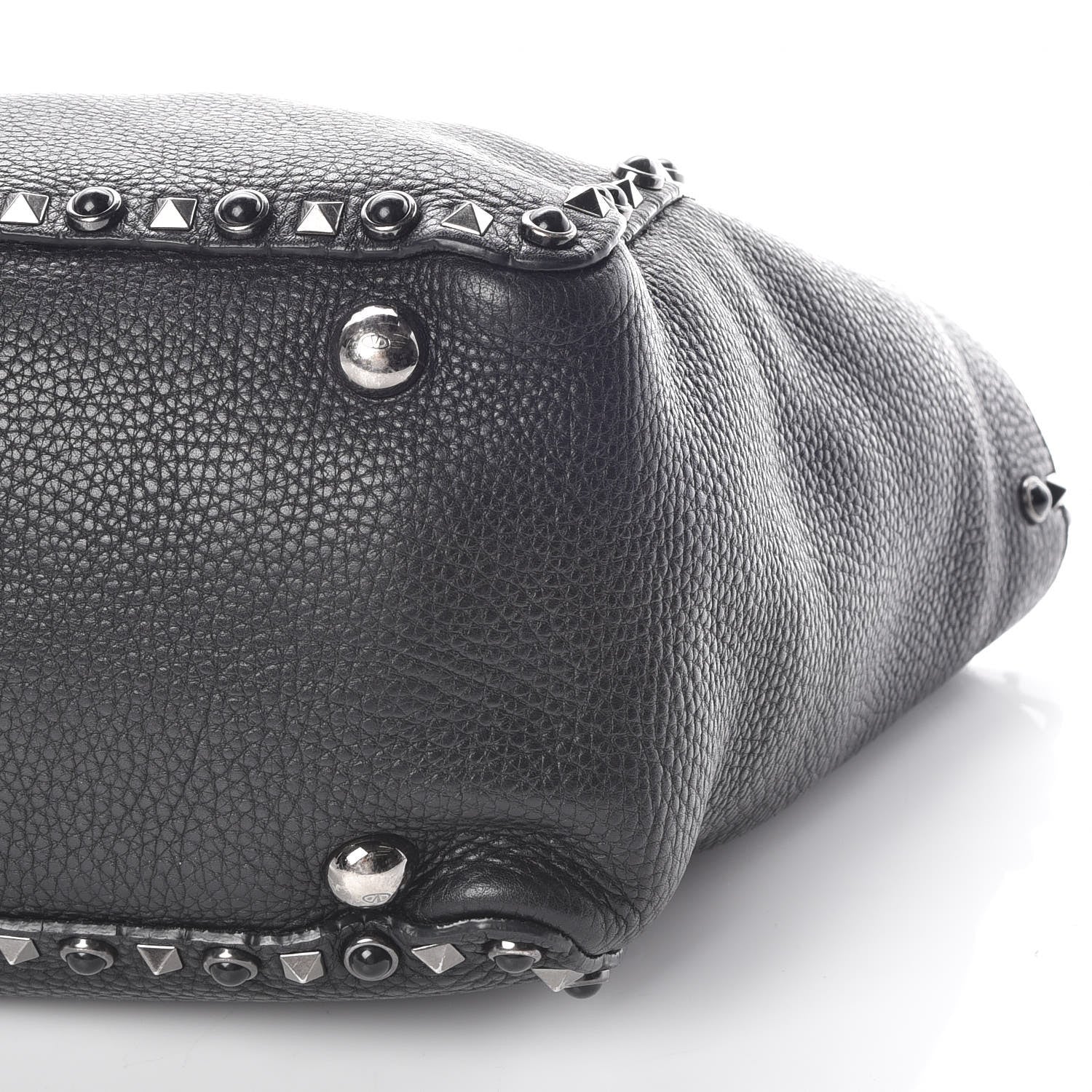 Valentino Garavani Grained Calfskin Onyx Medium Rockstud Rolling Tote Black 5 of 8