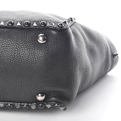 Valentino Garavani Grained Calfskin Onyx Medium Rockstud Rolling Tote Black 5 of 8