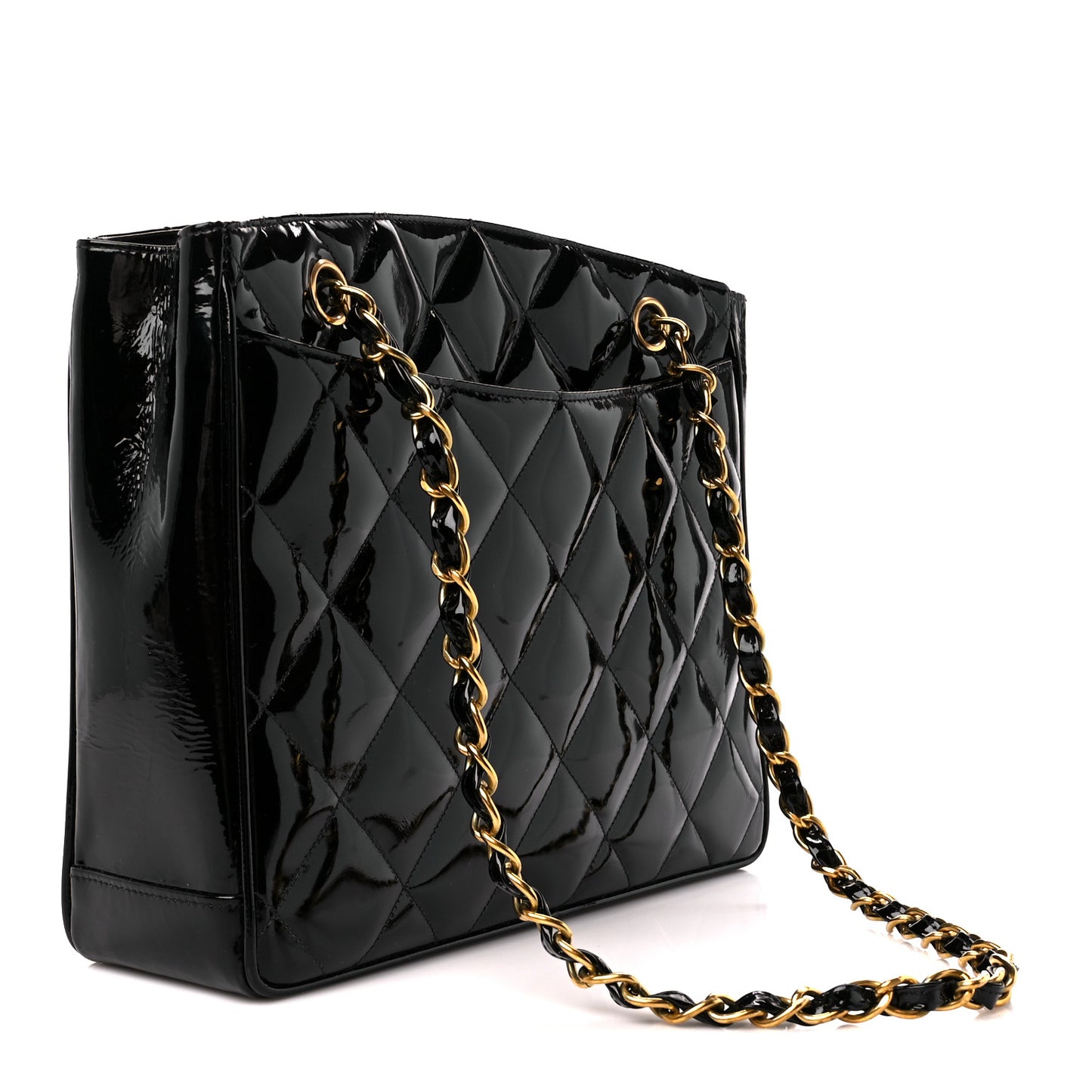 Patent Quilted CC Shoulder Bag Black