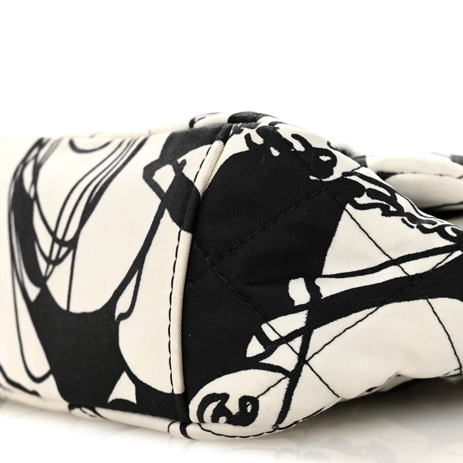 Chanel Canvas Printed Deer Coco Mini Single Flap White Black 10 of 11