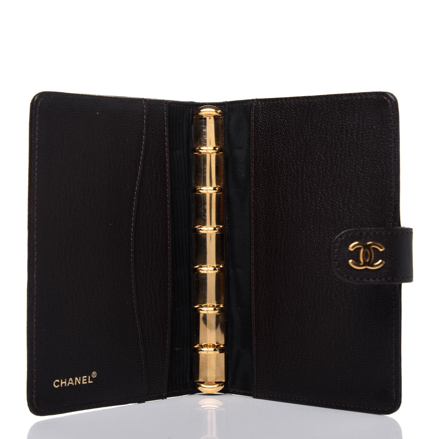 Goatskin Small Ring Agenda Planner Dark Brown