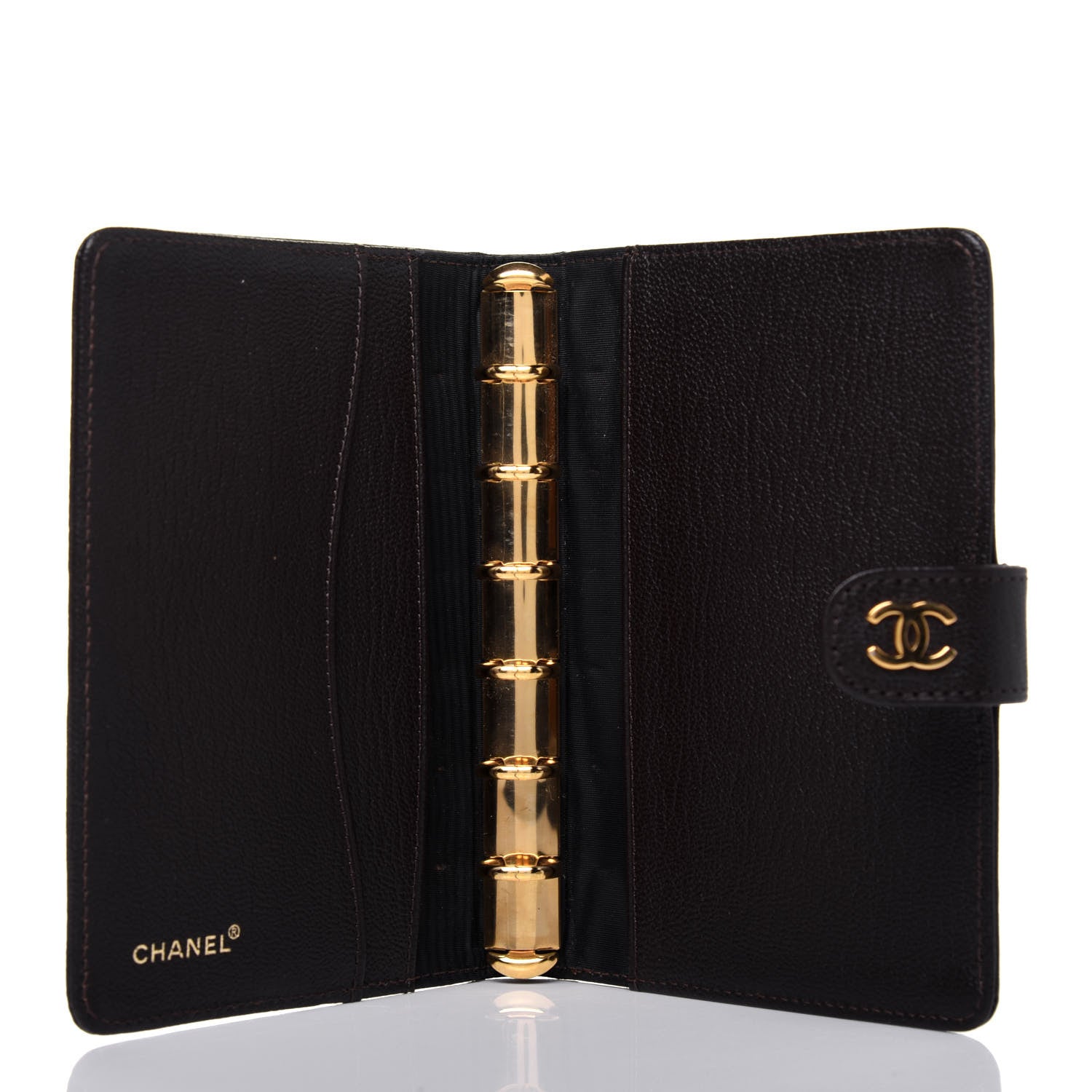 Chanel Goatskin Small Ring Agenda Planner Dark Brown 5 of 16