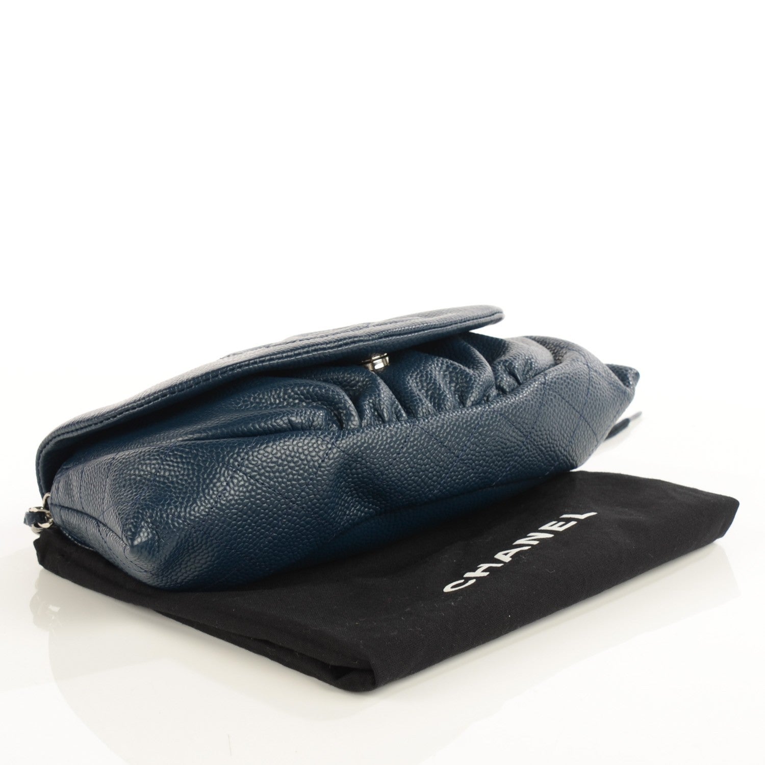 Chanel Caviar Half Moon Wallet On Chain WOC Navy Blue 4 of 8