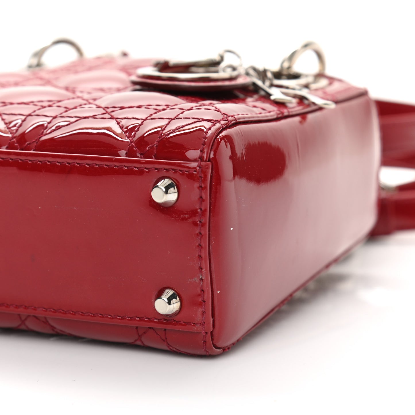 Patent Cannage Mini Lady Dior Red