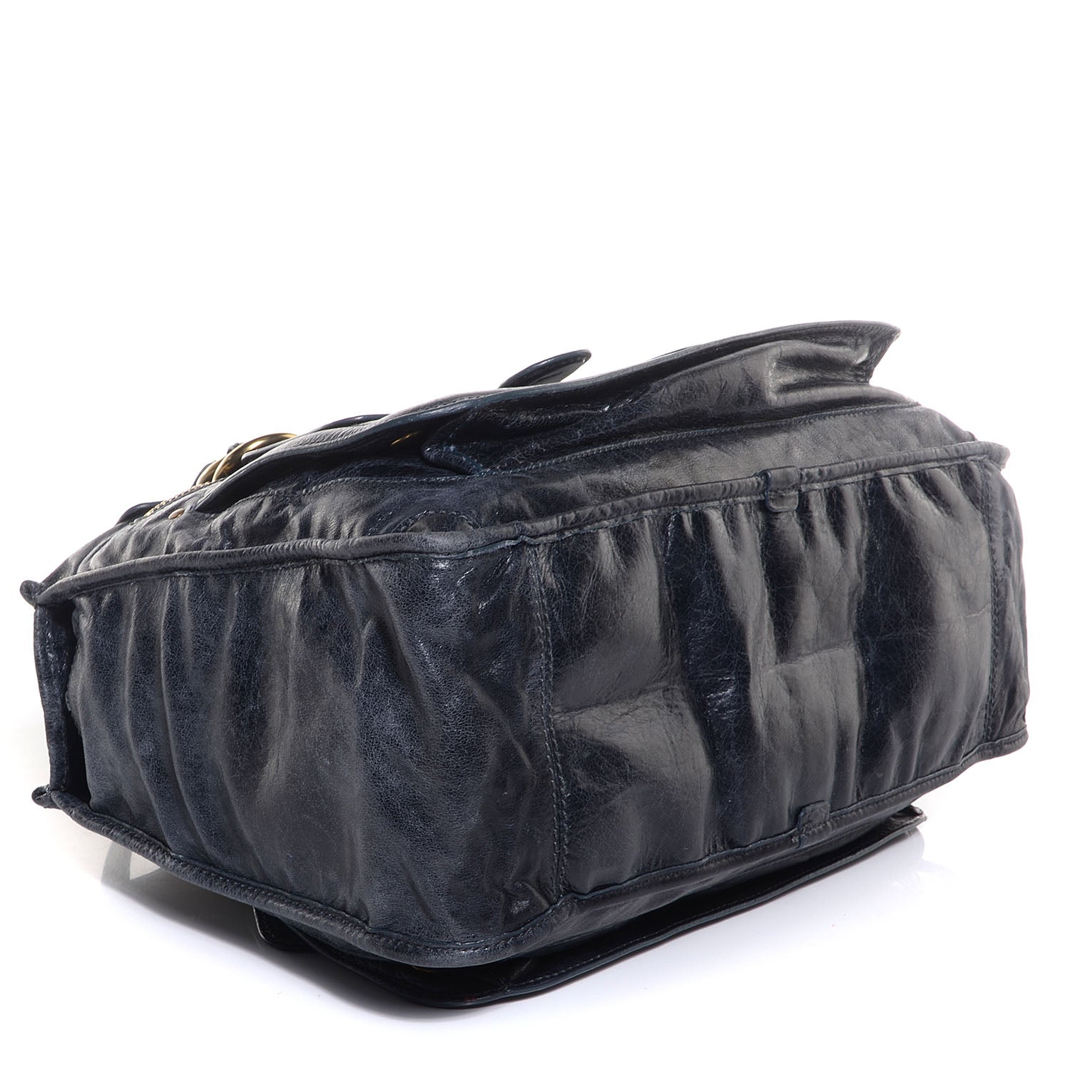 Chloe Leather Large Bay Tote Metallic Navy 4 of 9