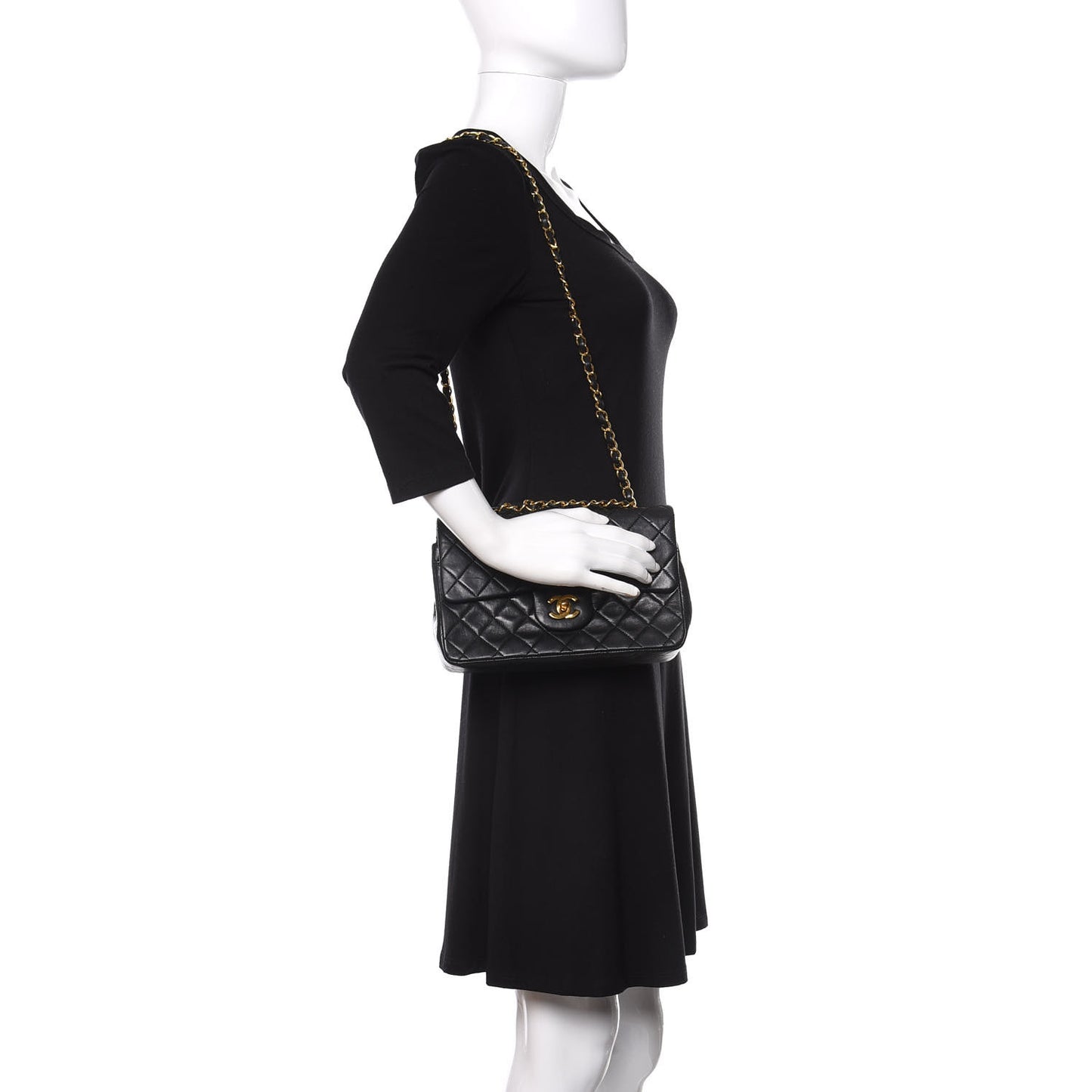 Lambskin Quilted Small Double Flap Black