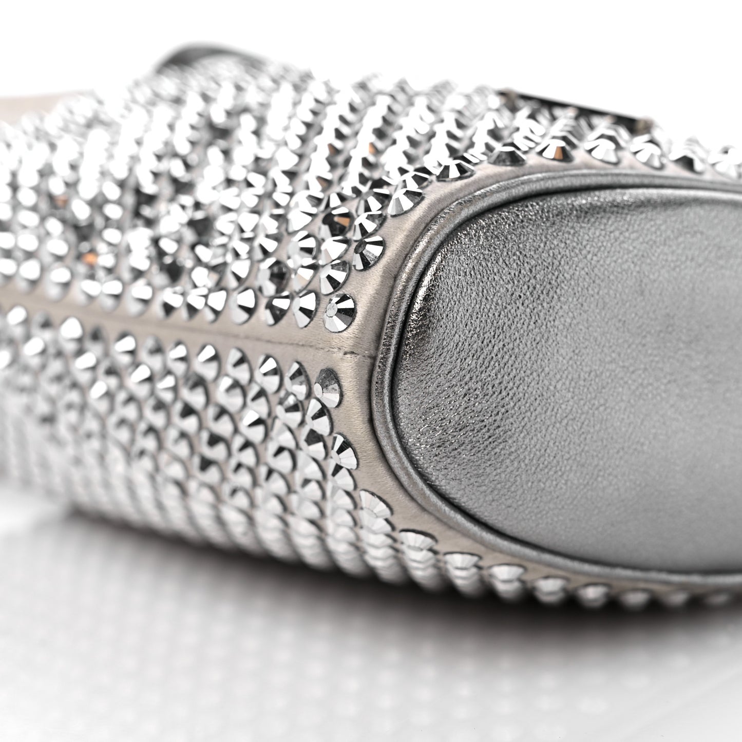Satin Crystal Drawstring Pouch Crossbody Silver
