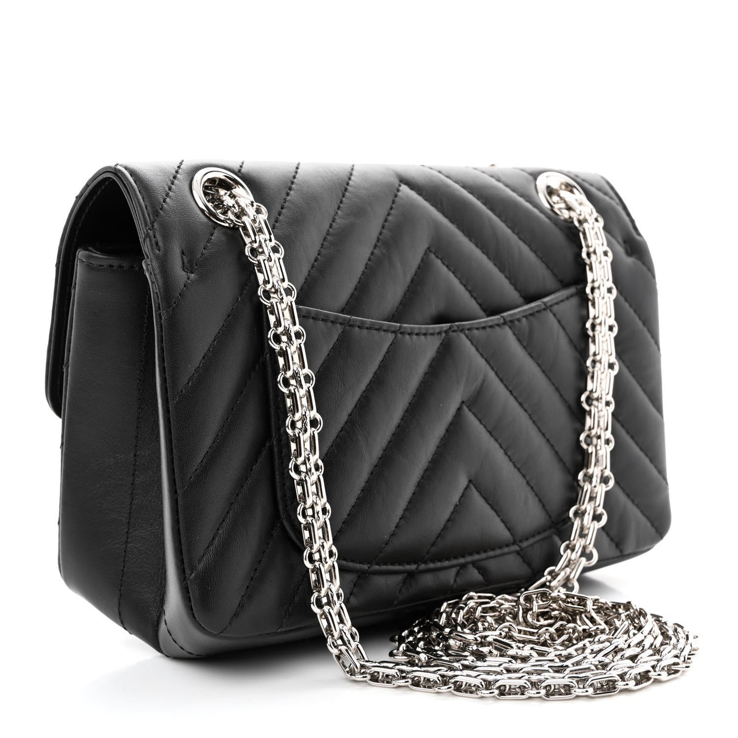 Aged Calfskin Chevron Quilted 2.55 Reissue Mini Flap Black
