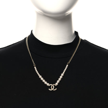 Chanel Pearl Crystal CC Short Necklace Gold 2 of 4