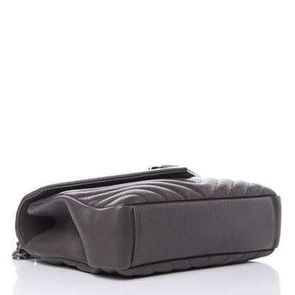 Saint Laurent Sheepskin Matelasse Chevron Monogram Medium College Bag Asphalt 4 of 10