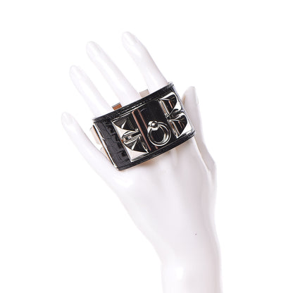 Hermes Shiny Alligator Collier de Chien CDC Bracelet S Black 2 of 6