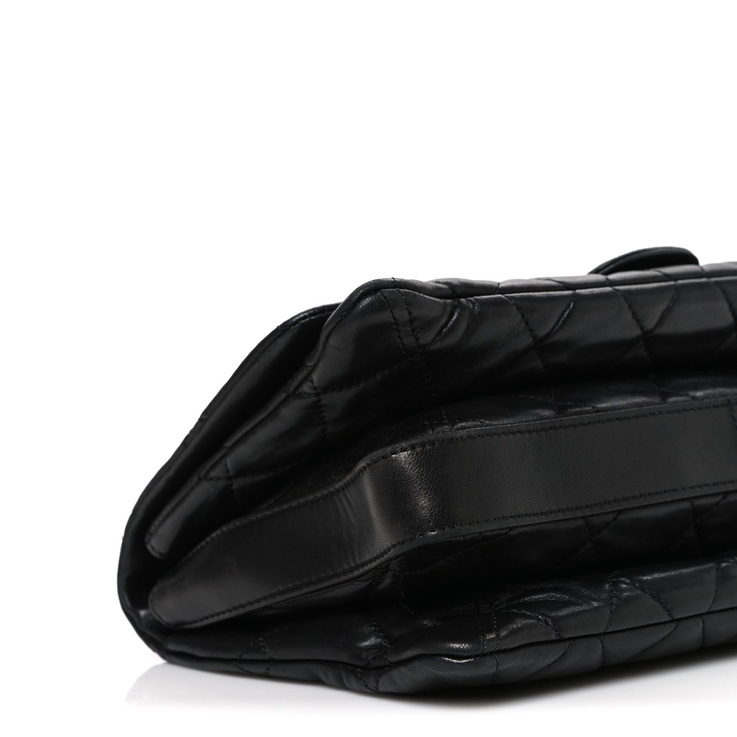 Lambskin Quilted Jumbo 3 Flap Black