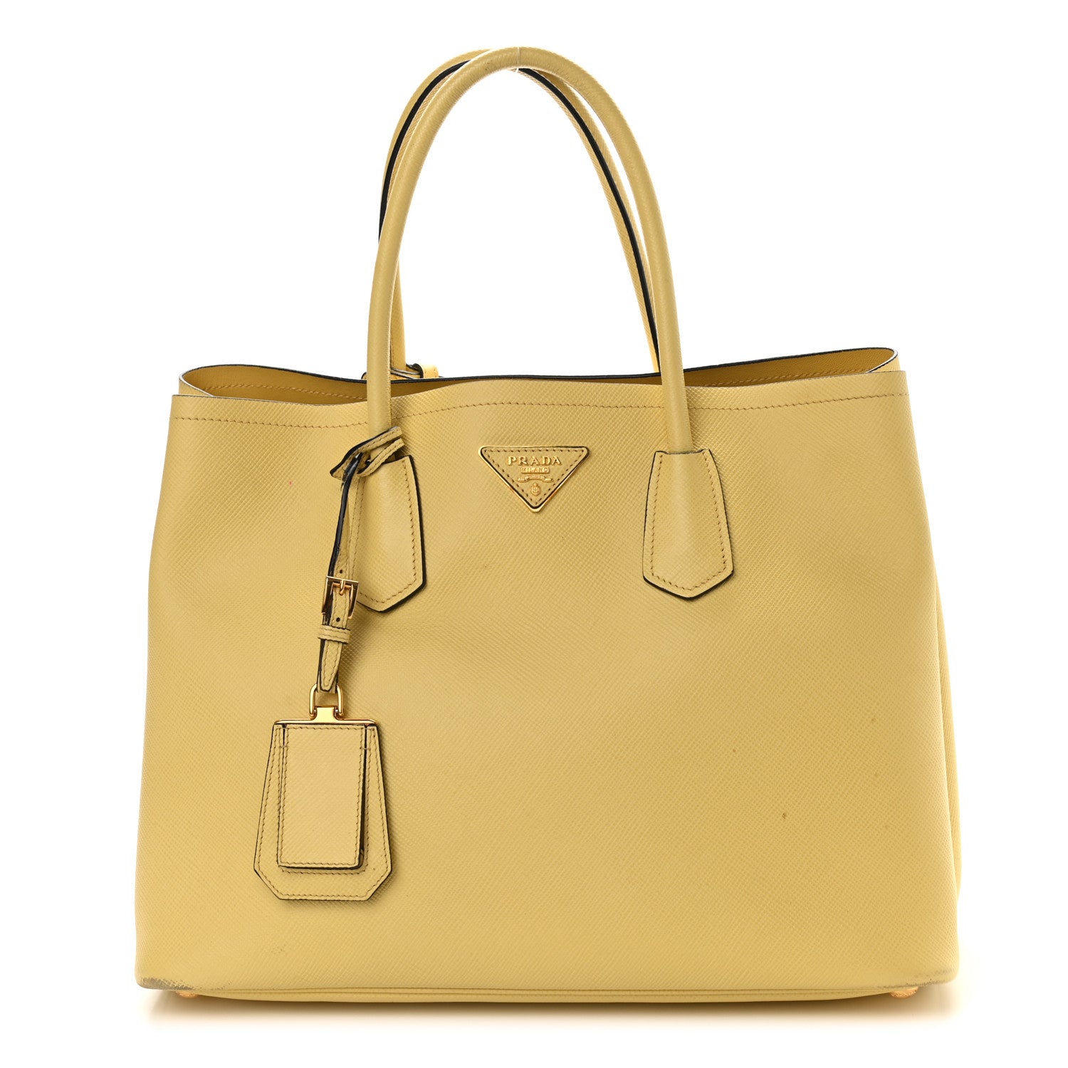 Prada Saffiano Cuir Medium Double Bag Polline 1 of 7