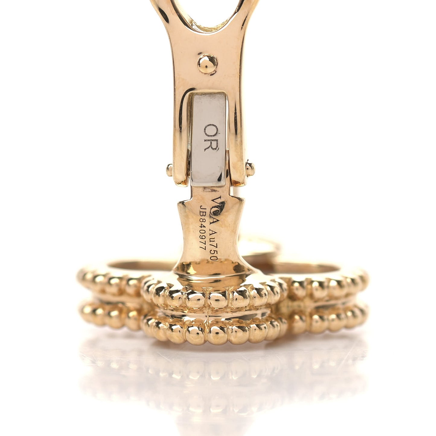 18K Yellow Gold Mother of Pearl Vintage Alhambra Earrings