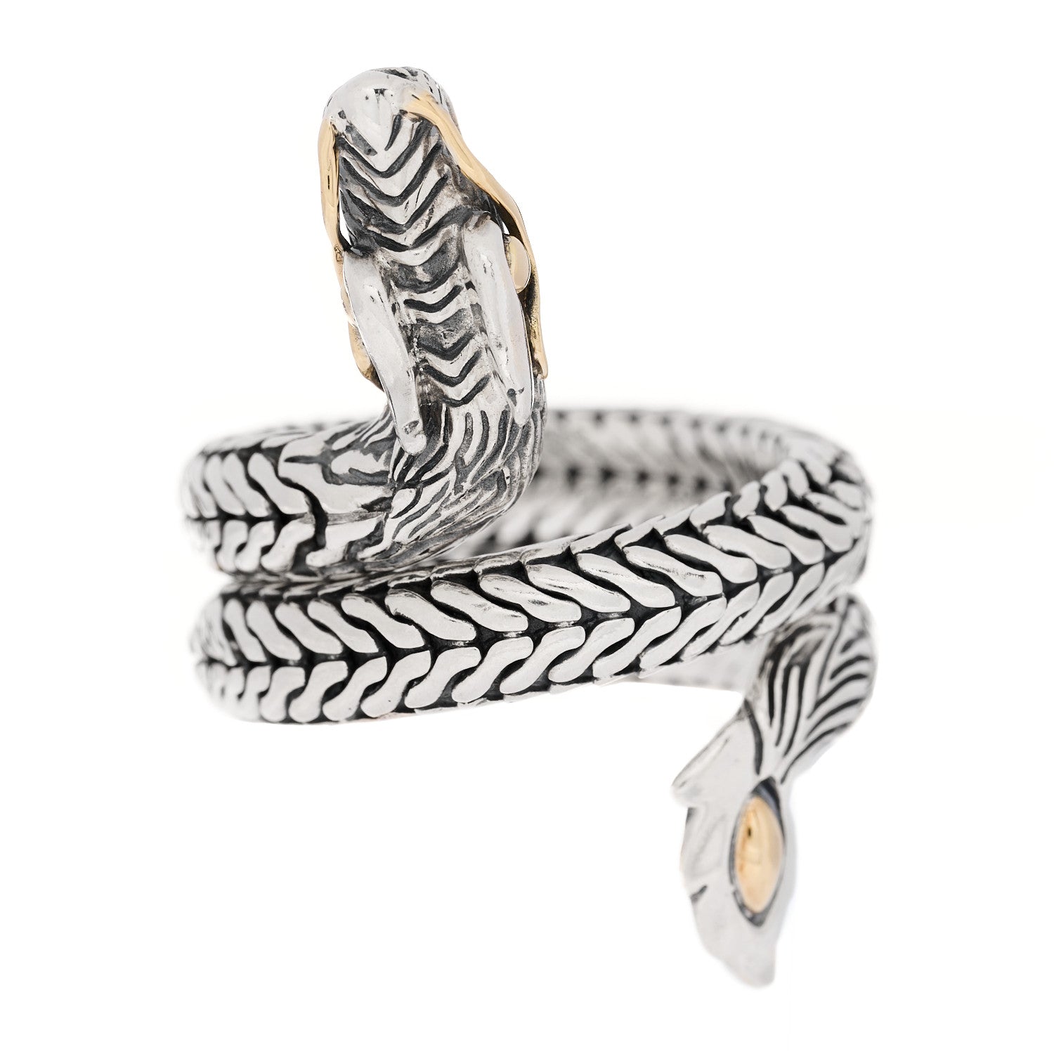 John Hardy Sterling Silver 18K Yellow Gold Naga Dragon Coil Ring 57 8 3 of 6