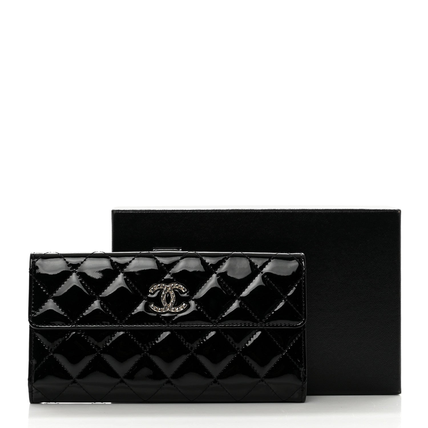Chanel Patent Quilted Large Brilliant Flap Wallet Black 10 of 10
