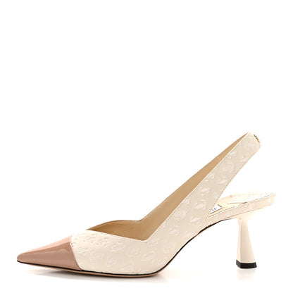 Jimmy Choo Patent Logo Embossed Liya 65 Pumps 38.5 Nude 1 of 8