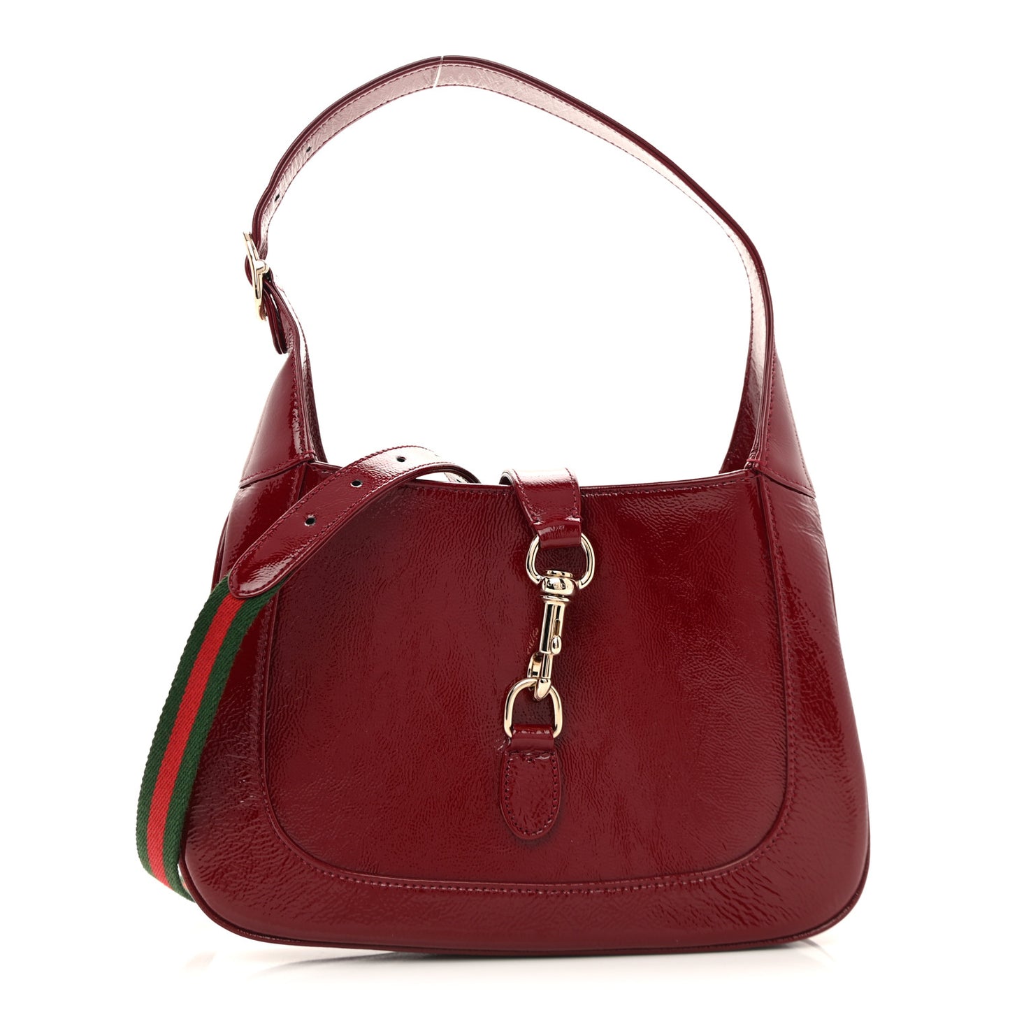 Patent Calfskin Small Jackie Shoulder Bag Rosso