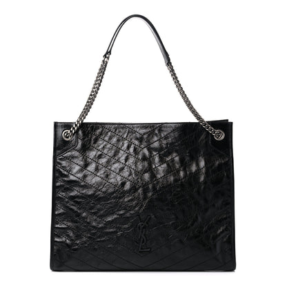 Saint Laurent Crinkled Calfskin Matelasse Monogram Large Niki Shopper Tote Black 1 of 10