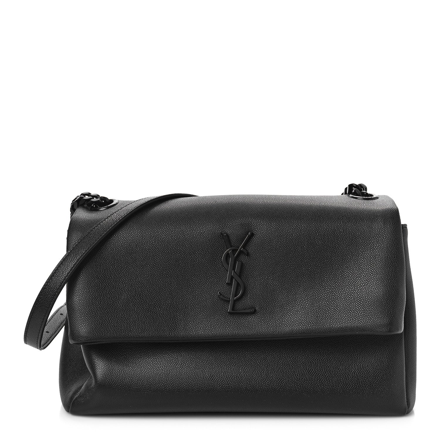 Saint Laurent Grain De Poudre Medium West Hollywood Monogram Fold-Over Black 1 of 8