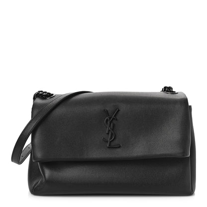 Saint Laurent Grain De Poudre Medium West Hollywood Monogram Fold-Over Black 1 of 8