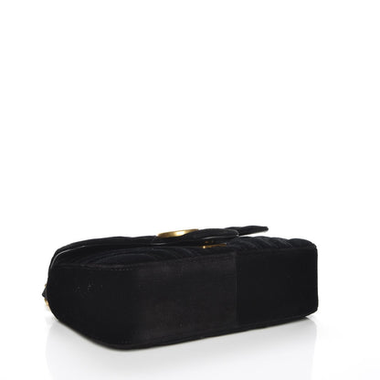 Gucci Velvet Matelasse Mini GG Marmont Shoulder Bag Black 4 of 8