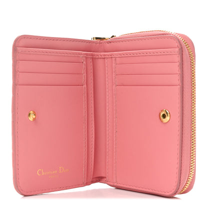 Christian Dior Grained Calfskin Supple Cannage Caro Compact Zipped Wallet Pink 5 of 7