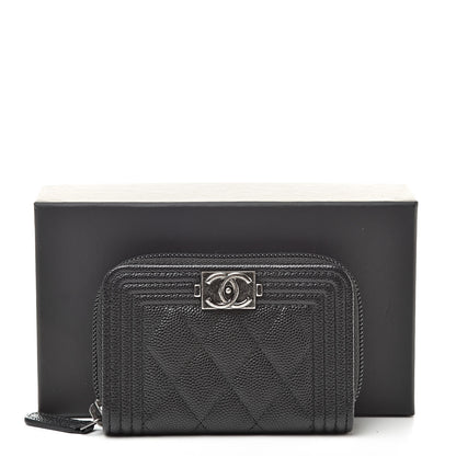 Chanel Caviar Quilted Boy Zip Around Coin Purse Wallet Black 9 of 9