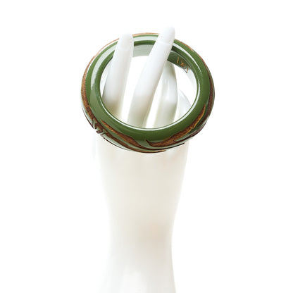 Louis Vuitton Lacquer Wood Leomonogram Bangle Bracelet Green 2 of 4