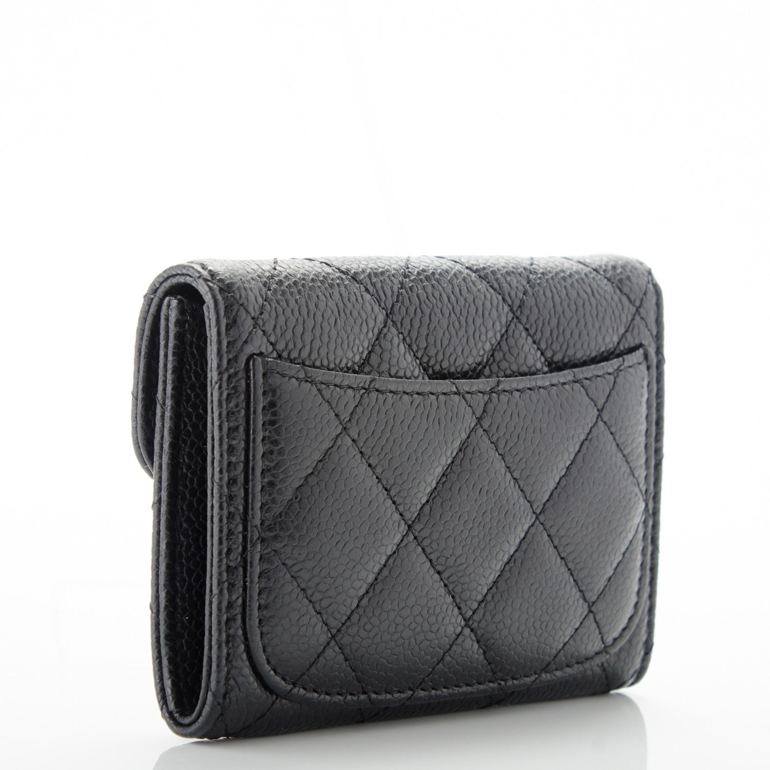 Chanel Caviar Quilted Flap Card Holder Wallet Black 3 of 7