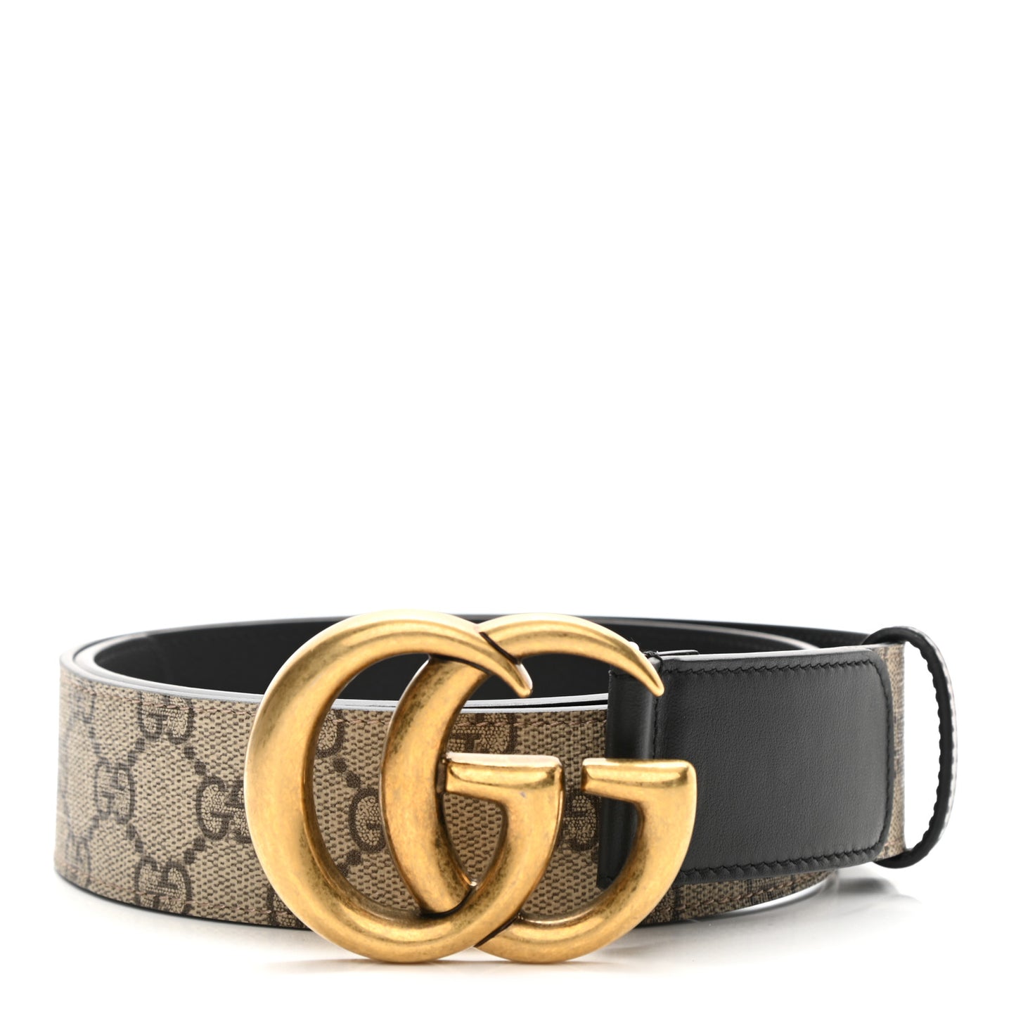 GG Supreme Monogram Matte Plutone Calfskin Double G 40mm Belt 90 36 Beige Ebony Black