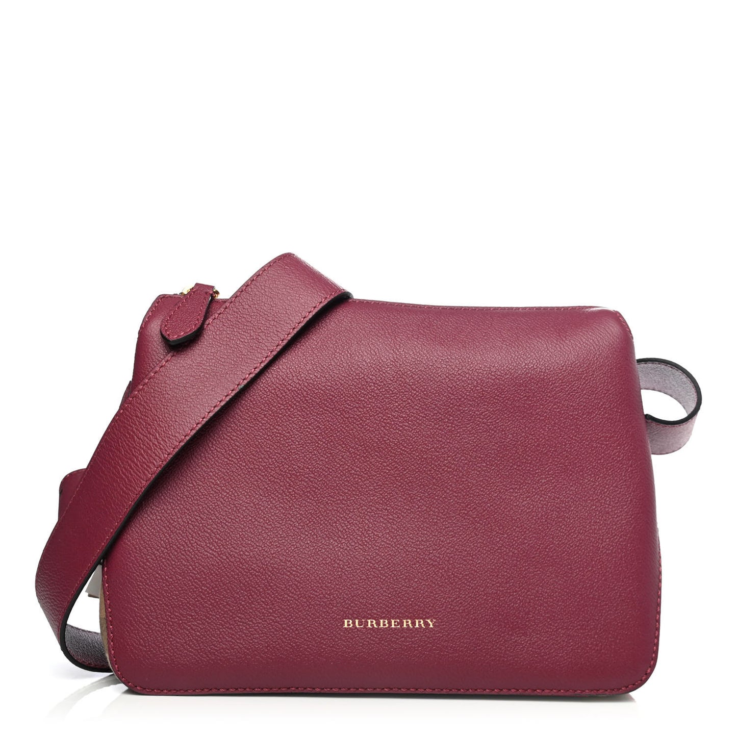 Soft Grain Calfskin House Check Small Helmsley Crossbody Dark Plum