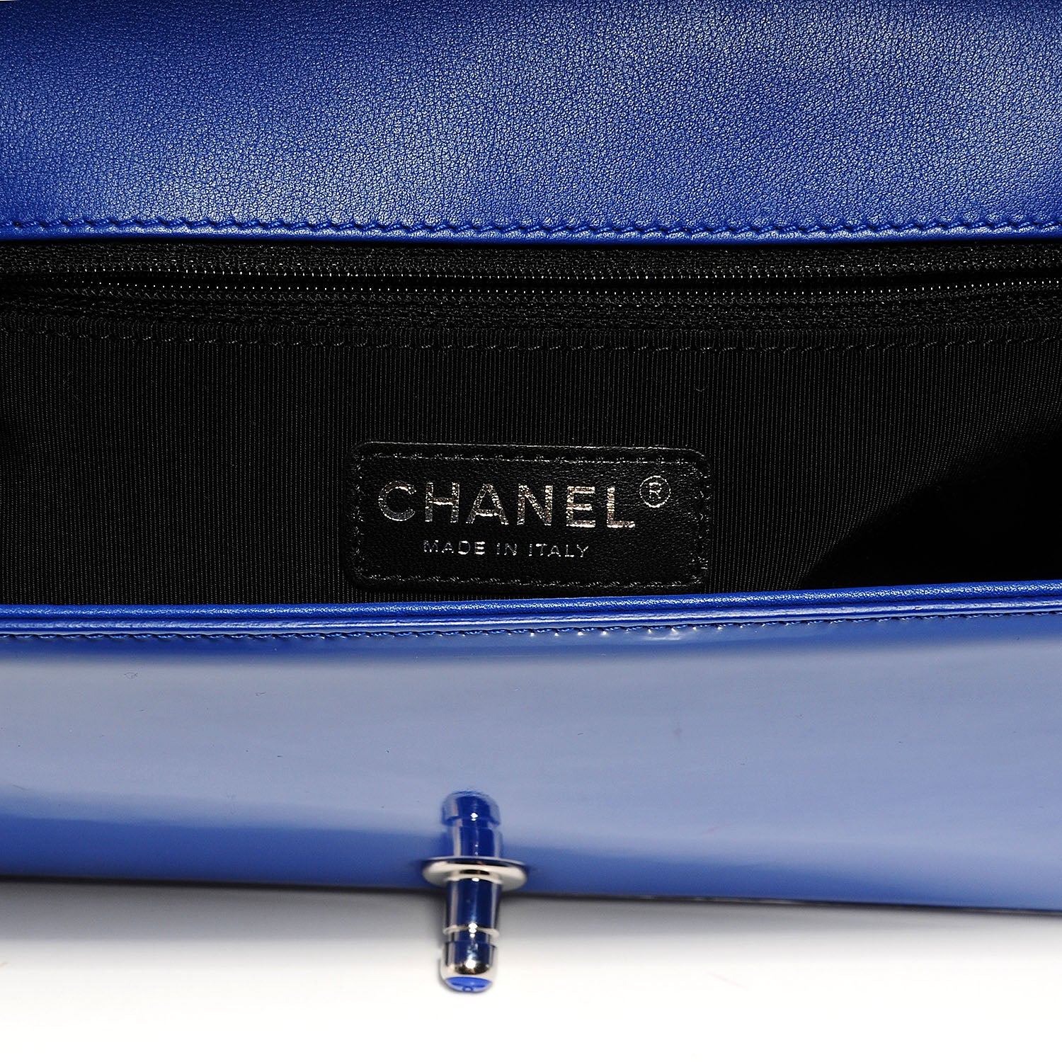 Chanel Patent Leather Large Boy Flap Plexiglass Bright Blue 5 of 7