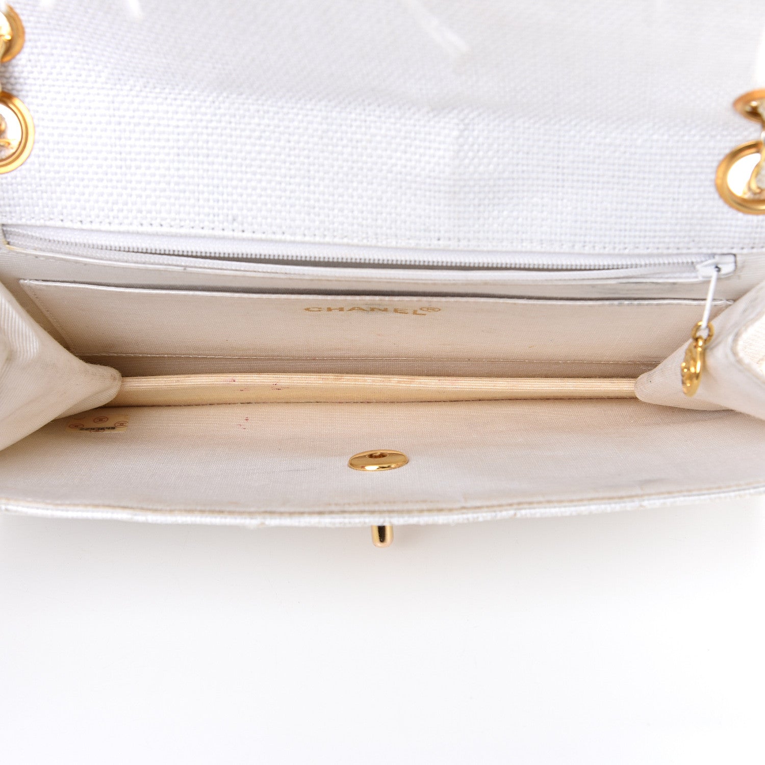 Chanel Woven Raffia Quilted CC Fringe Flap White 4 of 20