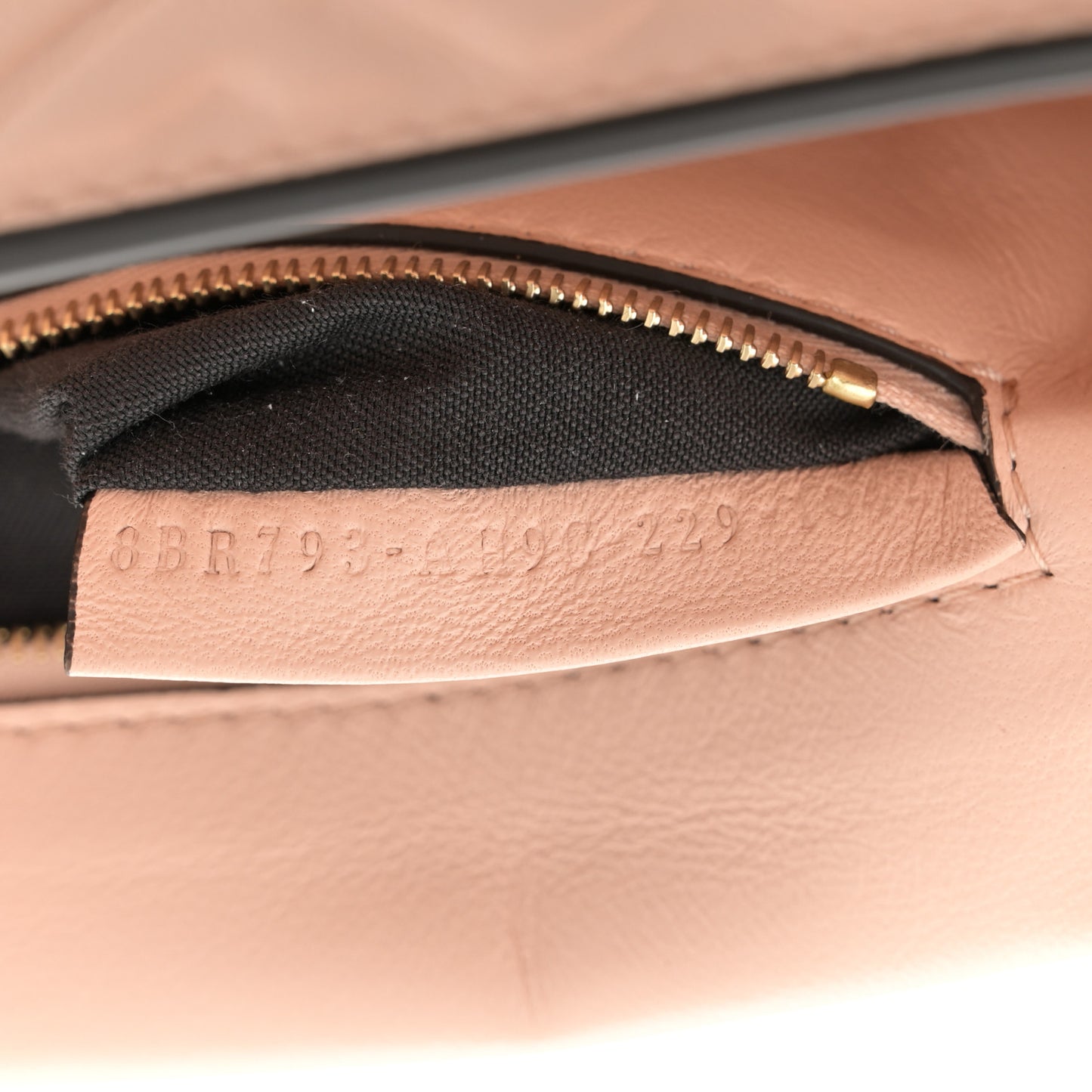 Nappa Small FF Embossed Midi Chain Baguette Light Rose