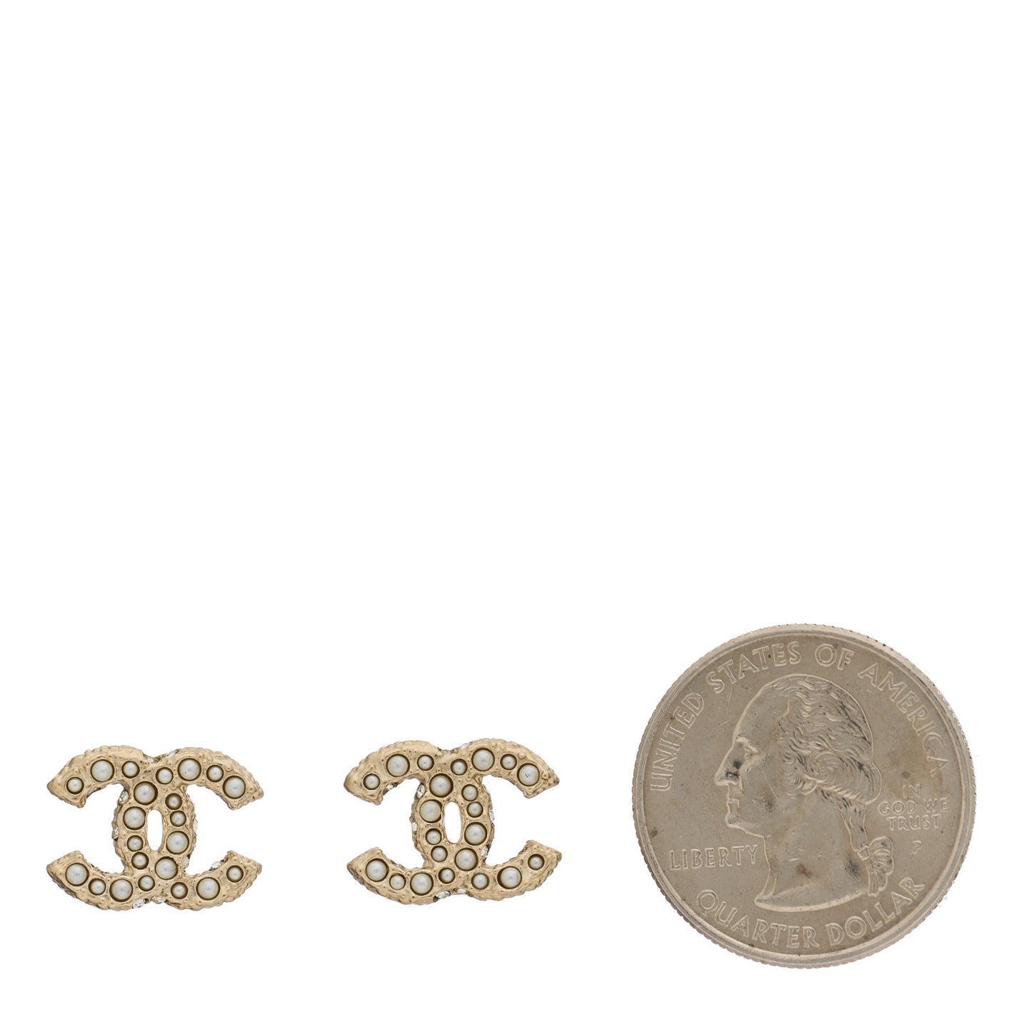 Pearl Studded CC Earrings Gold