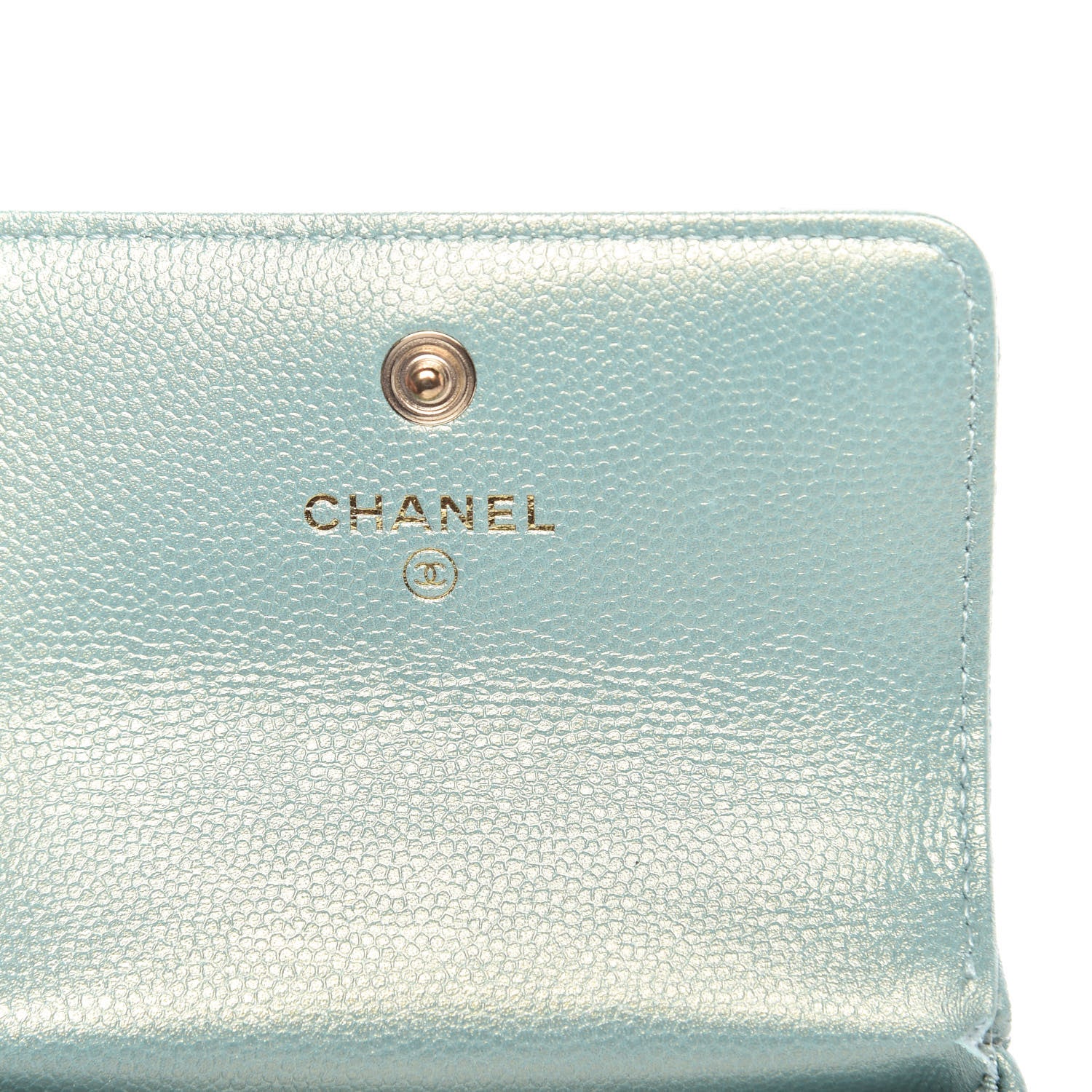 Chanel Iridescent Caviar Quilted Pearl On Top Coin Purse With Chain Light Green 6 of 9