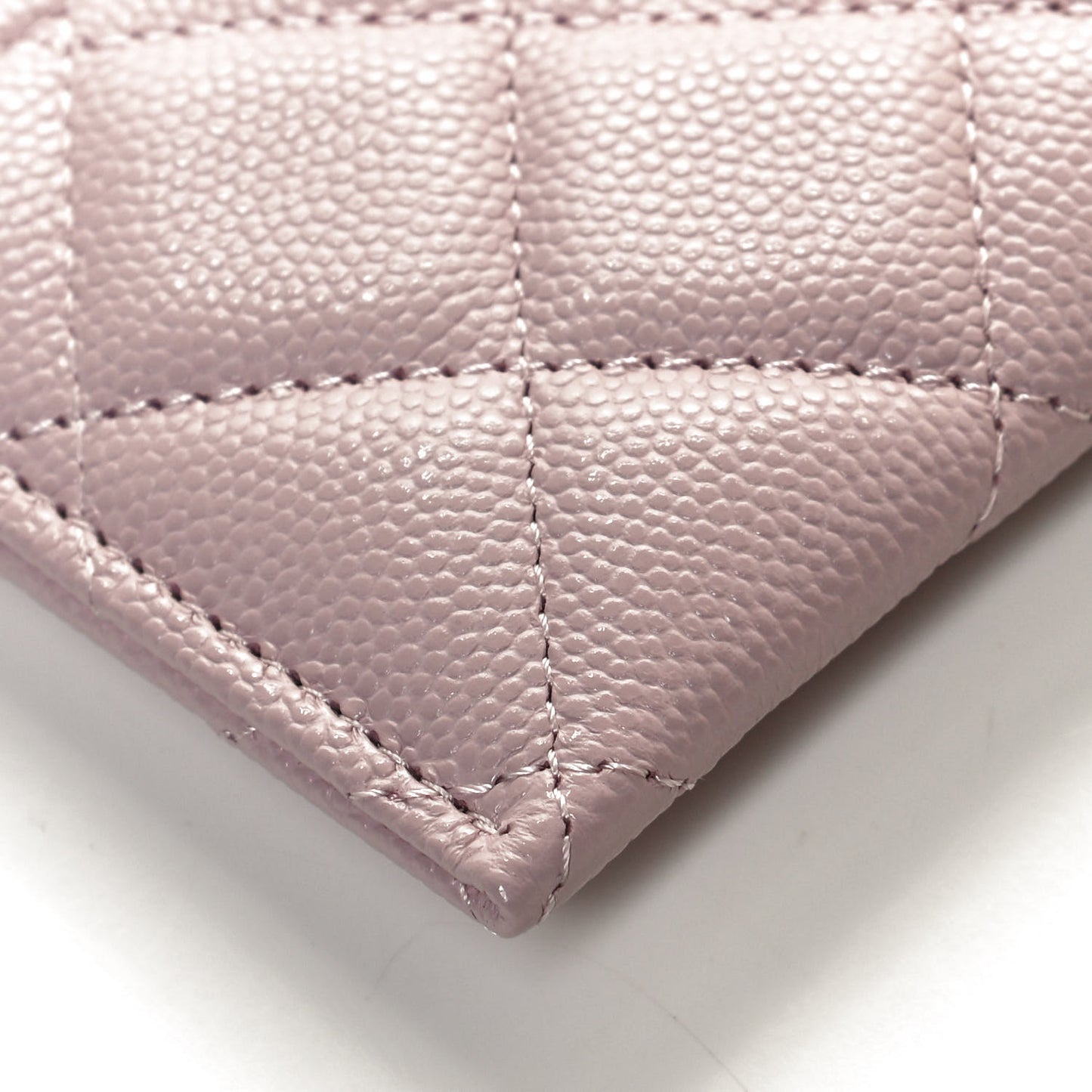 Caviar Quilted Card Holder Light Pink