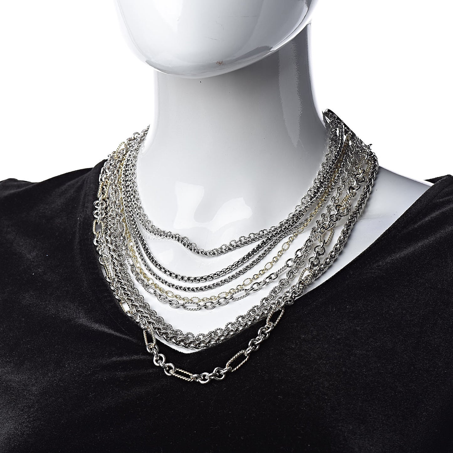Sterling Silver 18K Yellow Gold Multi Chain Necklace